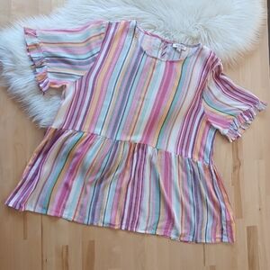 {Andree by Unit} Striped Flounce Sleeve Top